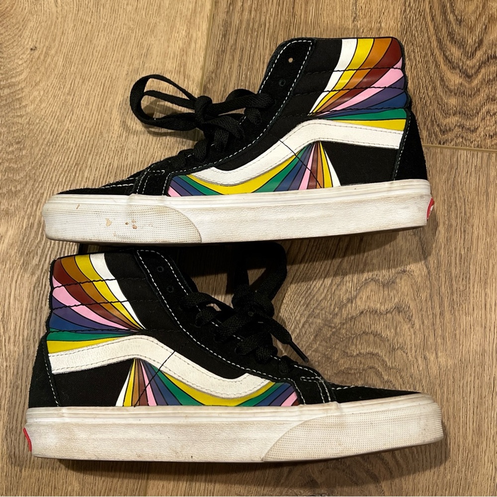 Vans men’s 4.5 womens 6 unisex kids Black Multicolor High-Top Sneakers - Picture 3 of 9